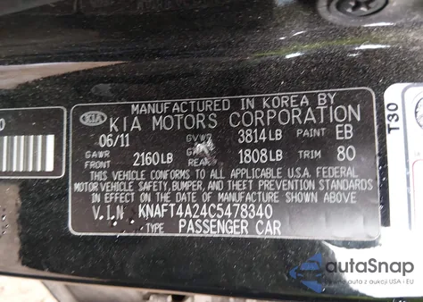 2012 Kia Forte Lx from USA, damaged, VIN KNAFT4A24C5478340